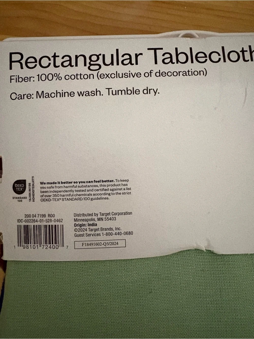 Room Essentials Mint Green Rectangular Tablecloth